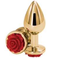 Rear Assets Medium Rose Red & Gold Butt Plug