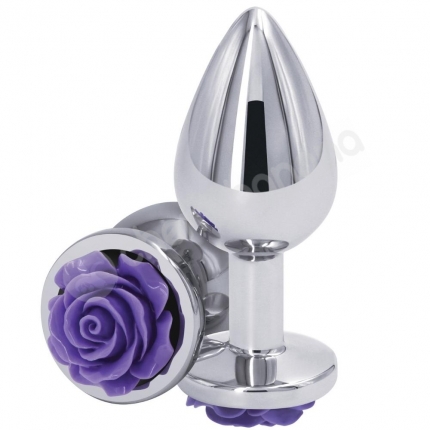 Rear Assets Medium Rose Purple & Silver Butt Plug Rear Assets Medium Rose Purple & Silver Butt Plug