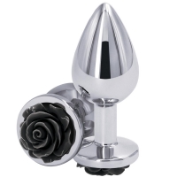 Rear Assets Medium Rose Black & Silver Butt Plug