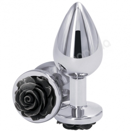 Rear Assets Medium Rose Black & Silver Butt Plug Rear Assets Medium Rose Black & Silver Butt Plug