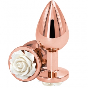 Rear Assets Medium Rose White & Rose Gold Butt Plug