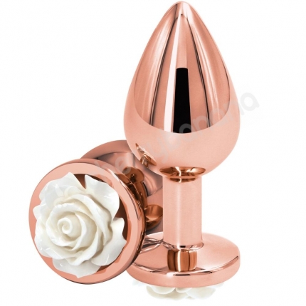 Rear Assets Medium Rose White & Rose Gold Butt Plug