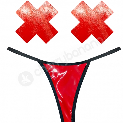 Vixen Wet Vinyl Panty & Pastie Set