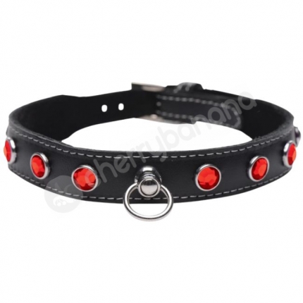 Master Series Bling Vixen Leather Adjustable Choker W/ Purple Rhinestones