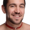 Master Series Fiery Red Pet Leather Choker With Silver Ring
