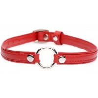 Master Series Fiery Red Pet Leather Choker With Silver Ring