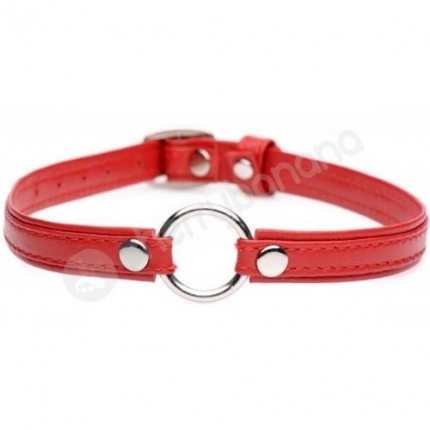Master Series Fiery Red Pet Leather Choker With Silver Ring Master Series Fiery Red Pet Leather Choker With Silver Ring