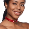 Master Series Fiery Red Pet Leather Choker With Silver Ring