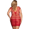 Cherry Banana Plus Size Red Crotchet Mesh Mini Chemise Dress