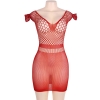 Cherry Banana Plus Size Red Crotchet Mesh Mini Chemise Dress