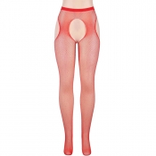 Cherry Banana Red Fishnet With Rhinestones Crotchless Pantyhose