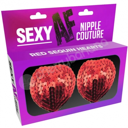 Sexy AF Nipple Couture Red Sequin Heart Nipple Pasties