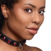 Master Series Bling Vixen Leather Adjustable Choker W/ Purple Rhinestones