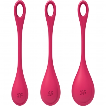 Satisfyer Yoni Power Ball 1 Red Ben Wa Kegel Balls 3pc Set