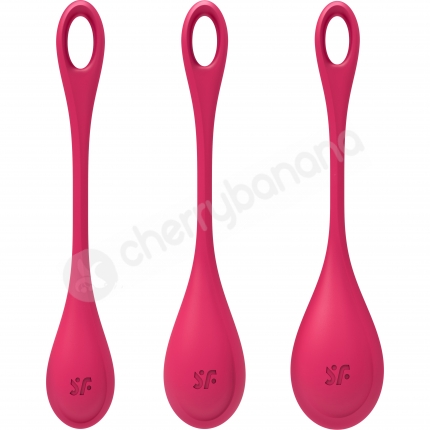 Satisfyer Yoni Power Ball 1 Red Ben Wa Kegel Balls 3pc Set Satisfyer Yoni Power Ball 1 Red Ben Wa Kegel Balls 3pc Set