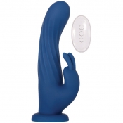 Evolved Remote Rotating Rabbit Blue Rotation & Vibration Vibrator With Suction Cup Base