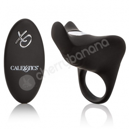 Silicone Rechargeable Black Remote Pleasurizer Cock Ring