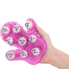 Roller Balls Massage Glove Pink Adjustable & Reversible Massager With 9 Metallic Balls