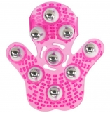Roller Balls Massage Glove Pink Adjustable & Reversible Massager With 9 Metallic Balls