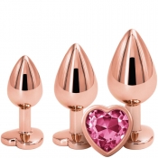 Rear Assets Rose Gold Metal With Pink Heart Gem Anal Trainer Kit