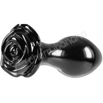 Crystal Rose Black Glass 2.8" Butt Plug