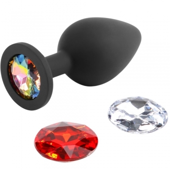 Glams Xchange Round Medium 2.8" Butt Plug With 3 Swappable Gems