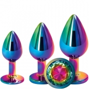 Rear Assets Rainbow Metal With Round Gem Anal Trainer Kit