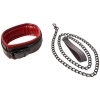 Saffron Red & Black Adjustable Vegan Leather Leash & Collar 