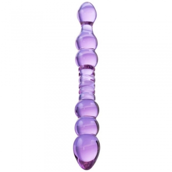 Sexus Glass Dildo Purple Double Ended 9" With Velvet Bag