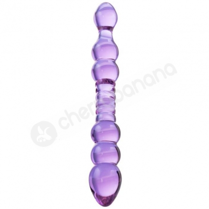 Sexus Glass Dildo Purple Double Ended 9" With Velvet Bag