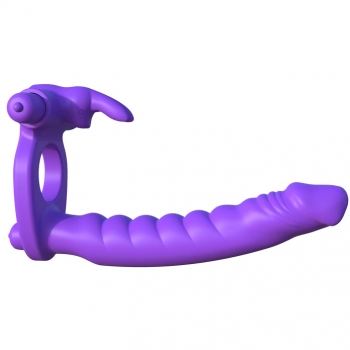 Fantasy C-ringz Purple Silicone Double Penetrator Rabbit Cockring