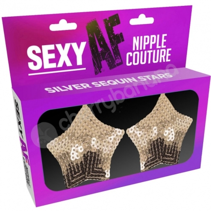 Sexy AF Nipple Couture Silver Sequin Star Nipple Pasties