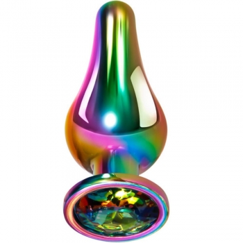 Evolved Rainbow Small 3.7" Metal Plug With Multi-coloured Gem Base