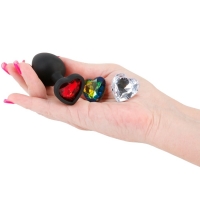 Glams Xchange Heart Small 2.4" Butt Plug With 3 Swappable Gems