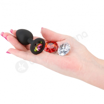 Glams Xchange Round Small 2.4" Butt Plug With 3 Swappable Gems