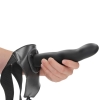 Ouch! Smooth Black 8" Curved Hollow Strap-On Adjustable Set