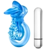 Stay Hard 10 Function Blue Vibrating Tongue Cock Ring With Ball Strap