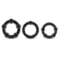 Stay Hard Black Beaded Cockrings 3 Pack