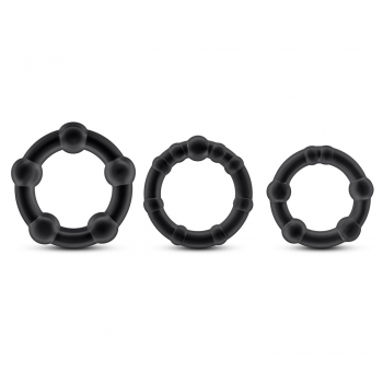 Stay Hard Black Beaded Cockrings 3 Pack