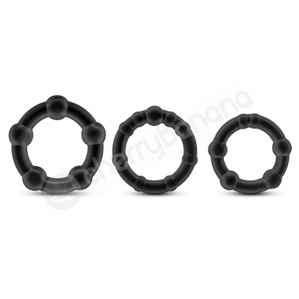 Stay Hard Black Beaded Cockrings 3 Pack