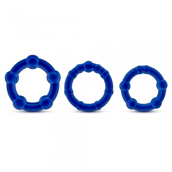 Stay Hard Blue Beaded Cockrings 3 Pack