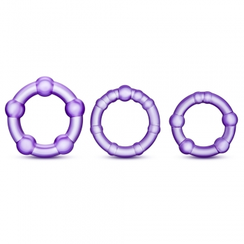 Stay Hard Purple Beaded Cockrings 3 Pack