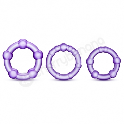 Stay Hard Purple Beaded Cockrings 3 Pack