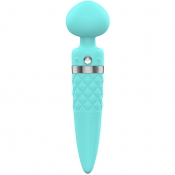Pillow Talk Sultry Teal 8" Dual Ended Heated Massager Wand With Swarovski Crystal