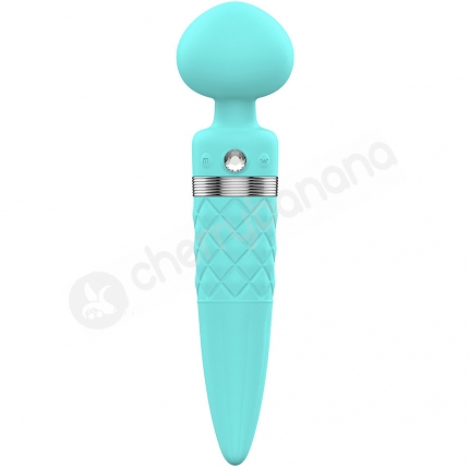 Pillow Talk Sultry Teal 8" Dual Ended Heated Massager Wand With Swarovski Crystal Pillow Talk Sultry Teal 8" Dual Ended Heated Massager Wand With Swarovski Crystal