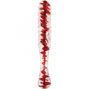 Adam & Eve Sweetheart Swirl Clear & Red Glass Dildo
