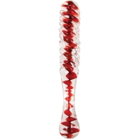 Adam & Eve Sweetheart Swirl Clear & Red Glass Dildo
