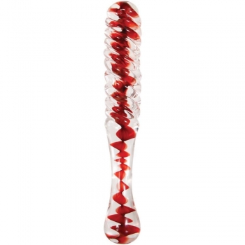 Adam & Eve Sweetheart Swirl Clear & Red Glass Dildo