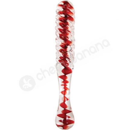 Adam & Eve Sweetheart Swirl Clear & Red Glass Dildo Adam & Eve Sweetheart Swirl Clear & Red Glass Dildo