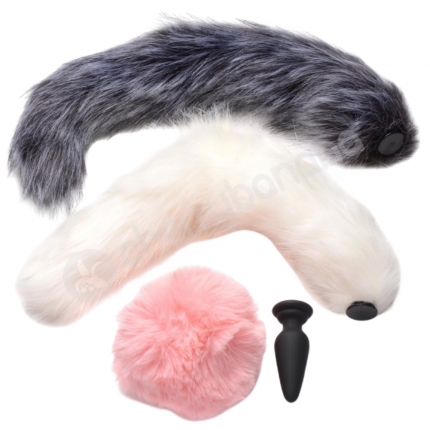 Tailz Silicone Anal 3.2" Plug & 3 Interchangeable Tails Tailz Silicone Anal 3.2" Plug & 3 Interchangeable Tails